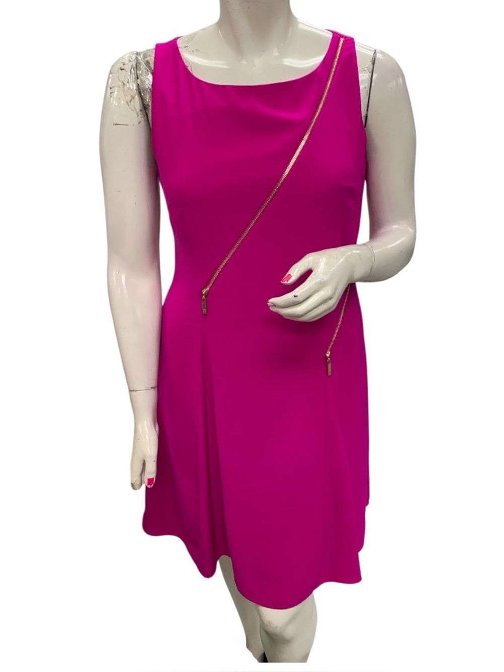 Ivanka Trump Sleeveless Magenta Mini Dress with Gold Zippers Size L